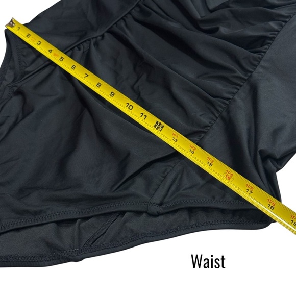 NEW J. Crew Black Ruched Square Neck One Piece Swimsuit Resort Beach Size 22 - Picture 11 of 13